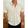 imageVATPAVE Mens Casual Waffle Shirt Short Sleeve Button Down Summer Shirts Loose Fit Beach ShirtsBeige