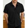 imageVATPAVE Mens Casual Waffle Shirt Short Sleeve Button Down Summer Shirts Loose Fit Beach ShirtsBlack