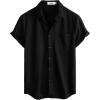 imageVATPAVE Mens Casual Waffle Shirt Short Sleeve Button Down Summer Shirts Loose Fit Beach ShirtsBlack