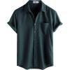 imageVATPAVE Mens Casual Waffle Shirt Short Sleeve Button Down Summer Shirts Loose Fit Beach ShirtsBlack Green
