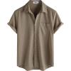 imageVATPAVE Mens Casual Waffle Shirt Short Sleeve Button Down Summer Shirts Loose Fit Beach ShirtsKhaki