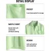 imageVATPAVE Mens Casual Waffle Shirt Short Sleeve Button Down Summer Shirts Loose Fit Beach ShirtsLightgreen