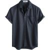 imageVATPAVE Mens Casual Waffle Shirt Short Sleeve Button Down Summer Shirts Loose Fit Beach ShirtsNavy