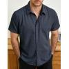 imageVATPAVE Mens Casual Waffle Shirt Short Sleeve Button Down Summer Shirts Loose Fit Beach ShirtsNavy