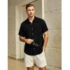 imageVATPAVE Mens Hawaiian Floral Shirts Cotton Linen Casual Button Down Short Sleeve Beach ShirtsBlack Gray