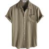 imageVATPAVE Mens Hawaiian Floral Shirts Cotton Linen Casual Button Down Short Sleeve Beach ShirtsCoffee
