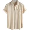 imageVATPAVE Mens Hawaiian Floral Shirts Cotton Linen Casual Button Down Short Sleeve Beach ShirtsKhaki