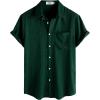 imageVATPAVE Mens Hawaiian Floral Shirts Cotton Linen Casual Button Down Short Sleeve Beach ShirtsPure Blackgreen