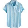 imageVATPAVE Mens Hawaiian Floral Shirts Cotton Linen Casual Button Down Short Sleeve Beach ShirtsPure Lightblue