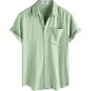 imageVATPAVE Mens Hawaiian Floral Shirts Cotton Linen Casual Button Down Short Sleeve Beach ShirtsPure Lightgreen