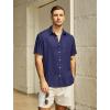 imageVATPAVE Mens Hawaiian Floral Shirts Cotton Linen Casual Button Down Short Sleeve Beach ShirtsPure Navy