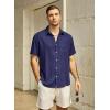 imageVATPAVE Mens Hawaiian Floral Shirts Cotton Linen Casual Button Down Short Sleeve Beach ShirtsPure Navy