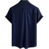 imageVATPAVE Mens Hawaiian Floral Shirts Cotton Linen Casual Button Down Short Sleeve Beach ShirtsPure Navy
