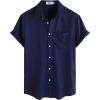 imageVATPAVE Mens Hawaiian Floral Shirts Cotton Linen Casual Button Down Short Sleeve Beach ShirtsPure Navy