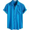 imageVATPAVE Mens Hawaiian Floral Shirts Cotton Linen Casual Button Down Short Sleeve Beach ShirtsPure Royalblue