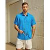 imageVATPAVE Mens Hawaiian Floral Shirts Cotton Linen Casual Button Down Short Sleeve Beach ShirtsPure Royalblue