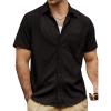 imageVATPAVE Mens Casual Waffle Shirt Short Sleeve Button Down Summer Shirts Loose Fit Beach ShirtsBlack