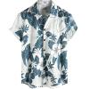 imageVATPAVE Mens Hawaiian Floral Shirts Cotton Linen Casual Button Down Short Sleeve Beach ShirtsBeige Blue