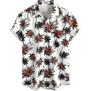 imageVATPAVE Mens Hawaiian Floral Shirts Cotton Linen Casual Button Down Short Sleeve Beach ShirtsBlackorange