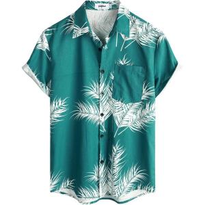 imageVATPAVE Mens Hawaiian Floral Shirts Cotton Linen Casual Button Down Short Sleeve Beach ShirtsGreen