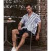 imageVATPAVE Mens Striped Summer Shirt Casual Button Down Short Sleeve Beach Shirts Cotton Shirts for MenGreenwhite