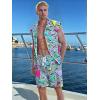 imageUOUA Men 80s Outfit 90s Costume 2 Piece Shorts Set Themed Party ClothesGreenish Print