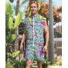 imageUOUA Men 80s Outfit 90s Costume 2 Piece Shorts Set Themed Party ClothesGreenish Print