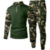 imageUOUA Mens 2 Piece Set Casual Outfits 14 Zip Polo Long Sleeve Shirt ampamp Pants Track Suit Loungewear Athletic SweatsuitGreen Camouflage