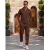 imageUOUA Mens 2 Piece Set Casual Outfits Polo Long Sleeve Shirt ampamp Pants Tracksuit Loungewear Athletic Jogger SweatsuitBrown