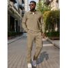 imageUOUA Mens 2 Piece Set Casual Outfits Polo Long Sleeve Shirt ampamp Pants Tracksuit Loungewear Athletic Jogger SweatsuitKhaki