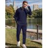 imageUOUA Mens 2 Piece Set Casual Outfits Polo Long Sleeve Shirt ampamp Pants Tracksuit Loungewear Athletic Jogger SweatsuitNavy Blue