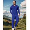 imageUOUA Mens 2 Piece Set Casual Outfits Polo Long Sleeve Shirt ampamp Pants Tracksuit Loungewear Athletic Jogger SweatsuitRoyal Blue