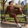 imageUOUA Mens 2 Piece Sweat Suits Set Long Sleeve Sweatshirt Jogging Sweatpants Tracksuits OutfitsBrown