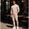 imageUOUA Mens 2 Piece Sweat Suits Set Long Sleeve Sweatshirt Jogging Sweatpants Tracksuits OutfitsKhaki