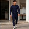 imageUOUA Mens 2 Piece Sweat Suits Set Long Sleeve Sweatshirt Jogging Sweatpants Tracksuits OutfitsNavy Blue