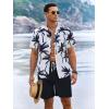 imageUOUA Mens Beach 2 Piece Outfits Hawaiian Flower Button Down Shirts and Shorts Sets WhitePalm M