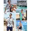 imageUOUA Mens Beach 2 Piece Outfits Hawaiian Flower Button Down Shirts and Shorts Sets WhitePalm M