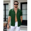imageUOUA Mens Knit Button Down Shirt Short Sleeve Vintage Shirts Breathable Summer Beach TopsArmy Green