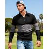 imageUOUA Mens Polo Shirt Quarter Zip Tops Soild Casual Geometric Texture Long Sleeve Sweaters Pullover Golf SweatshirtsBlack Block