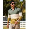 imageUOUA Mens Polo Shirt Quarter Zip Tops Soild Casual Geometric Texture Long Sleeve Sweaters Pullover Golf SweatshirtsGreen Block