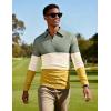 imageUOUA Mens Polo Shirt Quarter Zip Tops Soild Casual Geometric Texture Long Sleeve Sweaters Pullover Golf SweatshirtsGreen Block