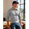 imageUOUA Mens Polo Shirt Quarter Zip Tops Soild Casual Geometric Texture Long Sleeve Sweaters Pullover Golf SweatshirtsMottle Grey