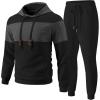 imageUOUA Mens Tracksuit 2 Piece Hoodie ampamp Sweatpants Set Waffle Jacquard Sweatsuit Outfits Casual Jogging SuitsBlack