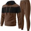 imageUOUA Mens Tracksuit 2 Piece Hoodie ampamp Sweatpants Set Waffle Jacquard Sweatsuit Outfits Casual Jogging SuitsBrown