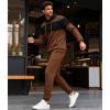 imageUOUA Mens Tracksuit 2 Piece Hoodie ampamp Sweatpants Set Waffle Jacquard Sweatsuit Outfits Casual Jogging SuitsBrown