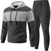 imageUOUA Mens Tracksuit 2 Piece Hoodie ampamp Sweatpants Set Waffle Jacquard Sweatsuit Outfits Casual Jogging SuitsDark Grey