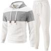 imageUOUA Mens Tracksuit 2 Piece Hoodie ampamp Sweatpants Set Waffle Jacquard Sweatsuit Outfits Casual Jogging SuitsWhite