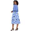 imageUOUA Women Wrap Midi Dress Casual Floral ALine Dresses 34 Sleeves VNeck Cocktail Party Dress LightBlue 2XL