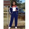 imageUOUA Womens Plus Size Jogging Suit 2 Piece Sweatsuit Long Sleeve Jacket ampamp Pants Two Piece Track Set OutfitRetro Navy