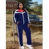 imageUOUA Womens Plus Size Jogging Suit 2 Piece Sweatsuit Long Sleeve Jacket ampamp Pants Two Piece Track Set OutfitRetro Navy